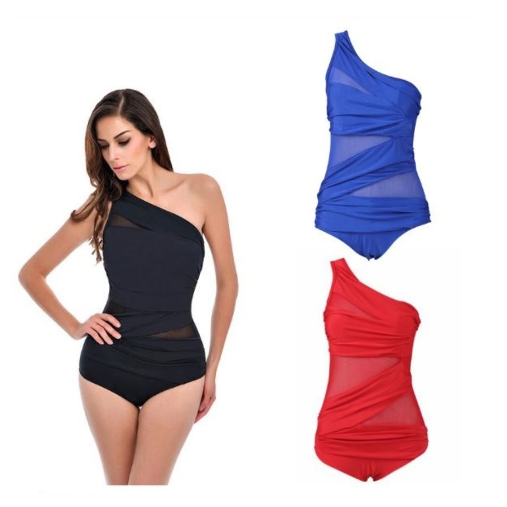 NEW Women's Luxurious Monokini Plus Swimsuit Oblique Shoulder 1 Piece